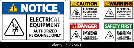 Danger Label Electrical Equipment, Authorized Personnel Only Stock Vector