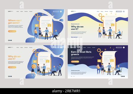 Collection of employees analyzing financial documents Stock Vector