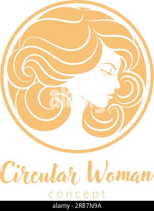 Woman Circle Face Icon Design Beauty Concept Motif Stock Vector