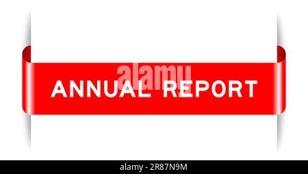 Red color inserted label banner with word annual report on white background Stock Vector