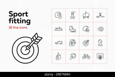 Sport fitting icon set Stock Vector