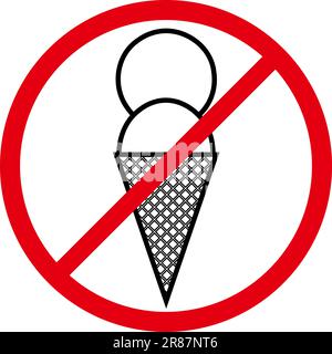 Ice cream prohibition sign pictogram. Stock Vector