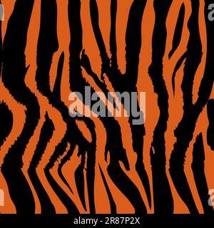 Tiger and zebra texture abstract background orange black.Background pattern texture tiger and zebra stripe black jungle safari. Tiger and zebra seamle Stock Vector