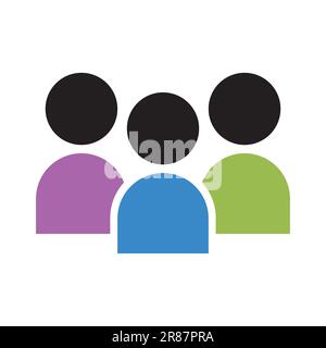 Profile Collective Figures. Flat Style Users Icon. Three Human Figures. Stock Vector