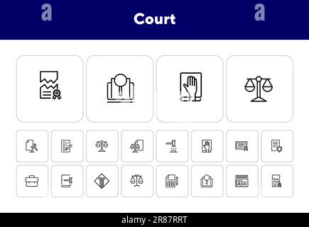 Court line icon set Stock Vector