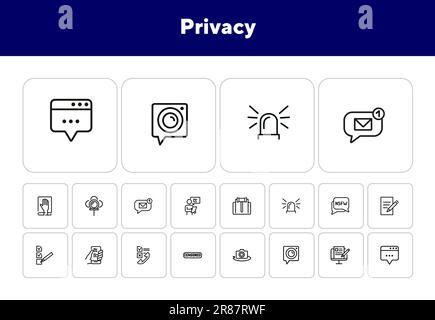 Privacy line icon set Stock Vector