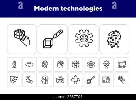 Modern technologies line icon set Stock Vector