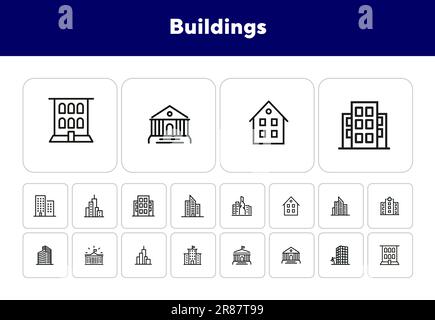 Buildings icons Stock Vector