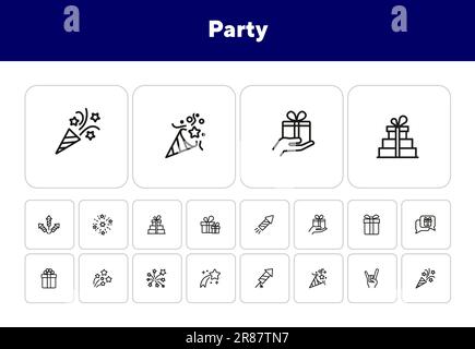 Party line icon set Stock Vector