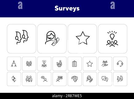 Surveys line icon set Stock Vector