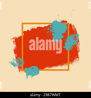 Abstract Background Empty Grunge Frame With Ink Brush Strokes. Colorful Paint Splashes Stock Vector