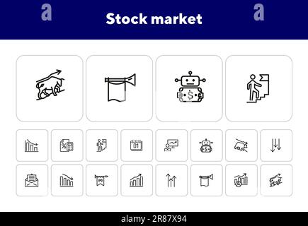 Stock market line icon set Stock Vector