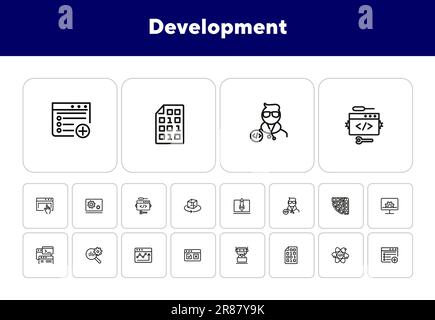 Development line icon set Stock Vector