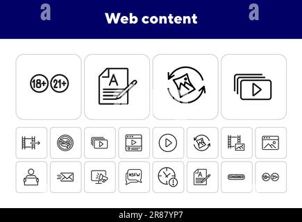 Web content line icon set Stock Vector