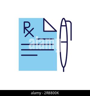 Medical Record related vector line icon. Pen, sheet, paper. Isolated on white background. Vector illustration. Editable stroke Stock Vector