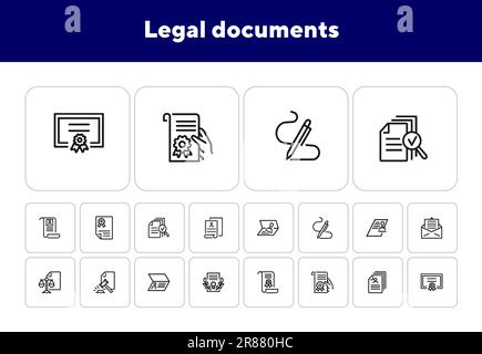 Legal documents line icon, concept sign, outline vector illustration ...