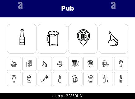 Pub linear icon. Thin line illustration. Alehouse, beerhouse. Contour ...