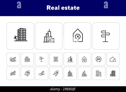 Set of Linear Real Estate Vector Icons, Icon Sheet Stock Vector Image ...