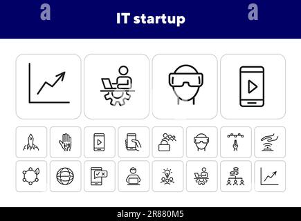 IT startup line icon set Stock Vector