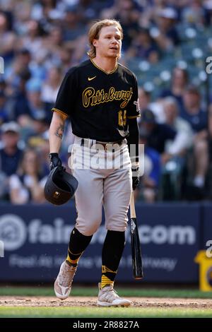 Pittsburgh Pirates' Connor Joe walks in the dugout before a baseball game  against the Cincinnati Reds in Pittsburgh, Friday, April 21, 2023. (AP  Photo/Gene J. Puskar Stock Photo - Alamy