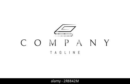 Vector logo on which an abstract image of a stack of books in a linear style. Stock Vector