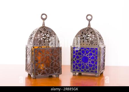 Egyptian lamps - metal and colored glass, from Cairo Stock Photo