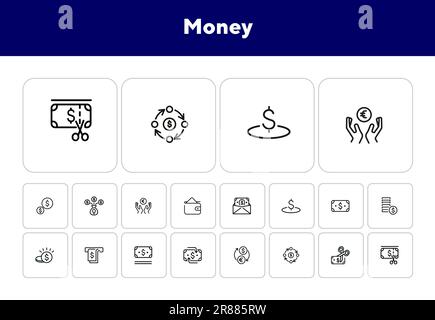 Money line icon set Stock Vector