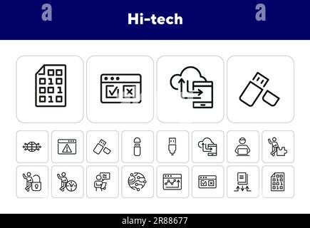 Hi-tech line icon set Stock Vector