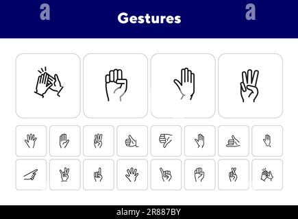 Gestures line icon set Stock Vector