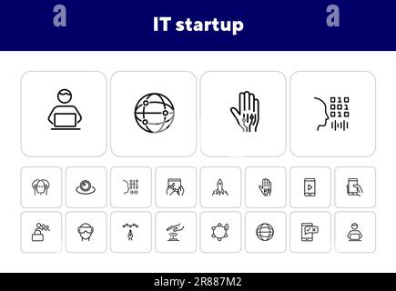 IT startup line icon set Stock Vector