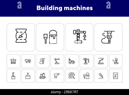 Building machines icons Stock Vector