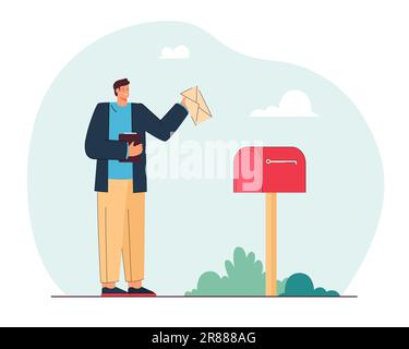 Manager receiving or sending letter through mailbox Stock Vector