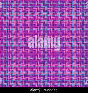 Pattern seamless background of vector tartan check with a textile texture plaid fabric in violet and pink colors. Stock Vector