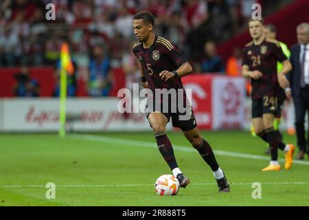 Warsaw, Poland. 16th June, 2023. Thilo Kehrer of Poland in action during the Friendly match between Poland and Germany at PEG Narodowy. Final score: Poland 1:0 Germany. Credit: SOPA Images Limited/Alamy Live News Stock Photo