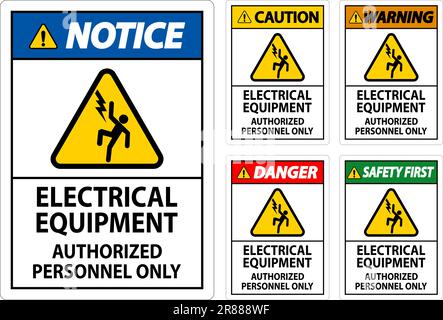 Danger Label Electrical Equipment, Authorized Personnel Only Stock Vector