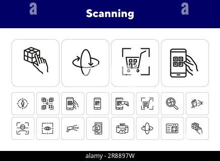 Scanning line icon set Stock Vector