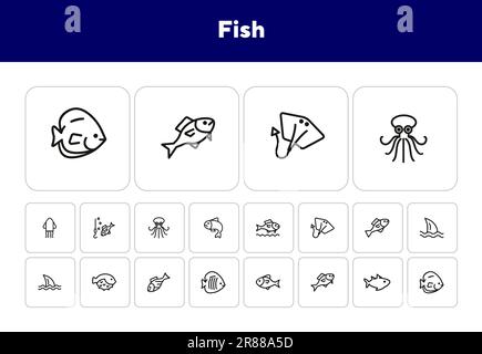 Aquarium linear icon. Flat line illustration. Fishkeeping. Fish tank ...