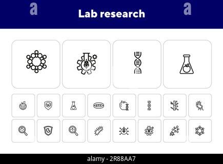 Lab research line icon set Stock Vector