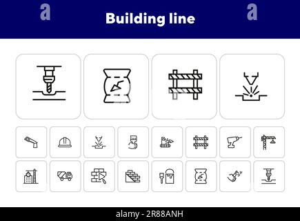 Building line icons Stock Vector