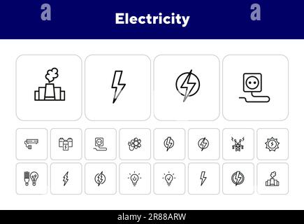 Electricity line icon set Stock Vector