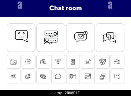 Chat room line icon set Stock Vector