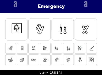 Emergency line icon set. Syringe, surgery Stock Vector