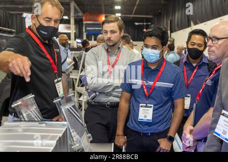 Novi, Michigan, The Battery Show and the Electric and Hybrid Vehicle Technology Expo. The annual event brings thousands to learn about and Stock Photo