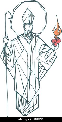Hand drawn vector illustration or drawing of St Augustine Stock Vector