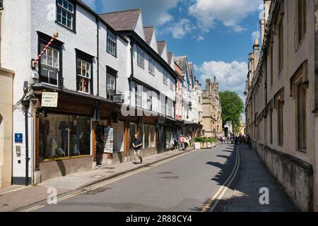 Market Street in the Old Town of Oxford, Oxfordshire England, United Kingdom Stock Photo