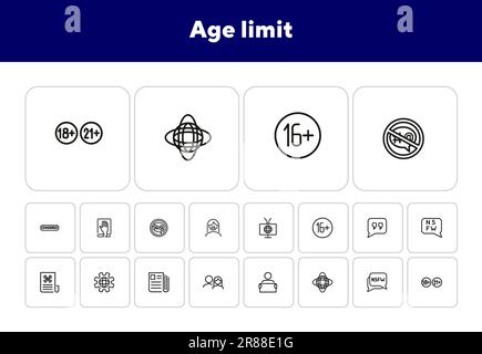 Age limit line icon set Stock Vector
