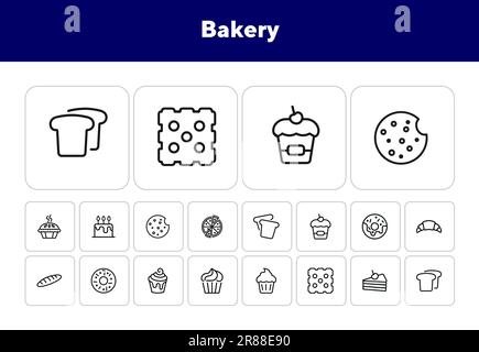 Bakery line icon set Stock Vector