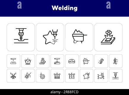 Welding line icon set Stock Vector