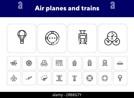 Air planes and trains icons Stock Vector Image & Art - Alamy