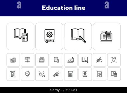 Education line icons Stock Vector